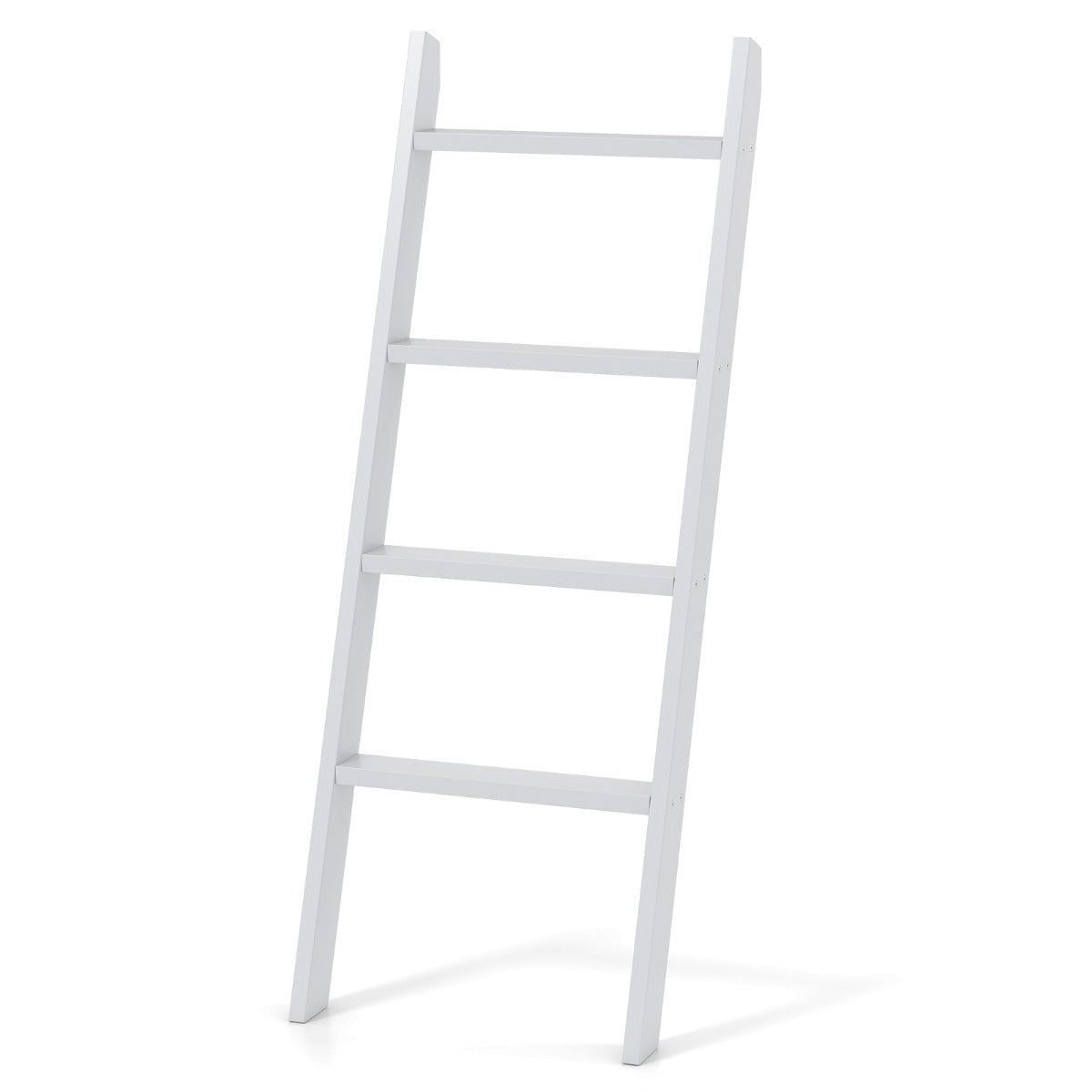 4-Tier Wooden Blanket Ladder 137 cm Wall Leaning Quilt Holder for Storage and Display-Grey