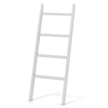 4-Tier Wooden Blanket Ladder 137 cm Wall Leaning Quilt Holder for Storage and Display-Grey