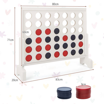4-in-a-row Game Set with 42 PCS Jumbo Rings and 600D Oxford Fabric Carrying Bag-White