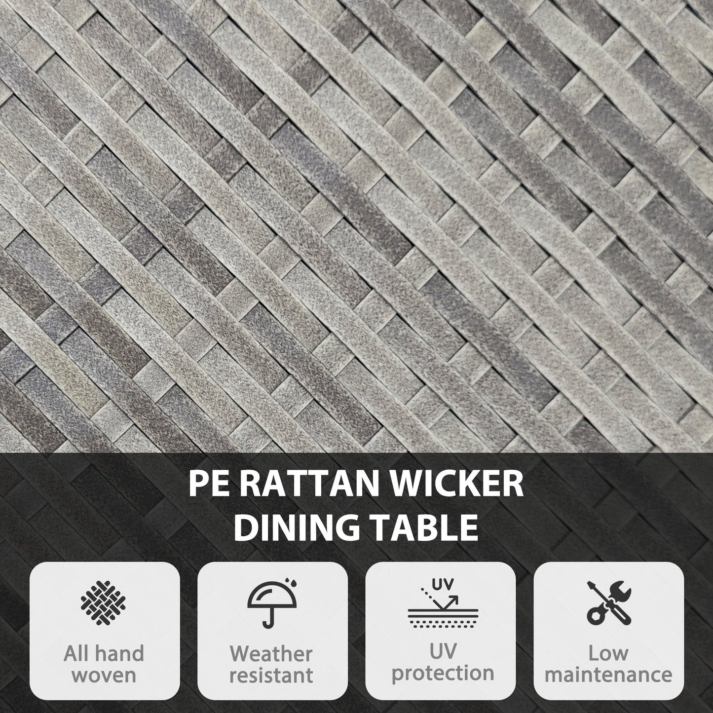 Outsunny 70 cm Wood-Effect Rattan Garden Table - Natural Wood Finish