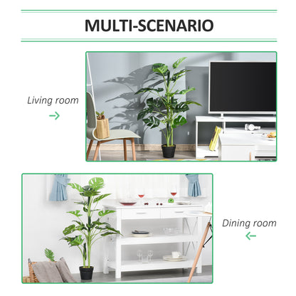 Outsunny 100cm/3.3FT Artificial Monstera Tree Decorative Cheese Plant 21 Leaves with Nursery Pot, Fake Tropical Palm Tree for Indoor DÃ©cor