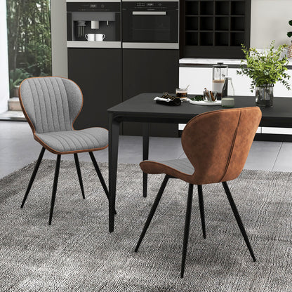 4 Set Armless Dining Chair Modern Accent Chairs with Curved Backrest-Grey