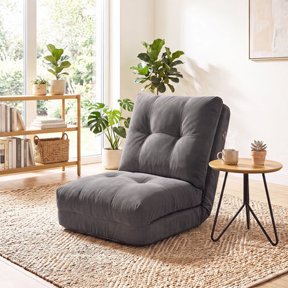 5-Level Adjustable Floor Chair for Adults with Back Support and Comfy Padded Cushions-Grey