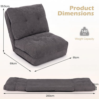 5-Level Adjustable Floor Chair for Adults with Back Support and Comfy Padded Cushions-Grey