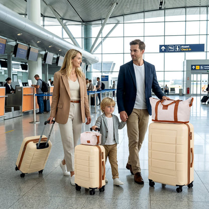 5-Piece Luggage Set with Universal Wheels and ABS Hard Shell for Travel-Beige
