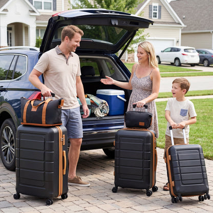 5-Piece Luggage Set with Universal Wheels and ABS Hard Shell for Travel-Black