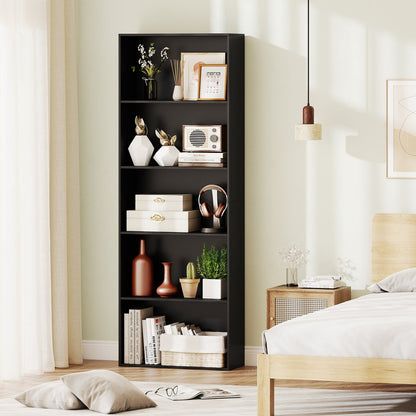 5-Tier Bookshelf with Freestanding Display Shelf and Storage Organizer for Living Room-Black