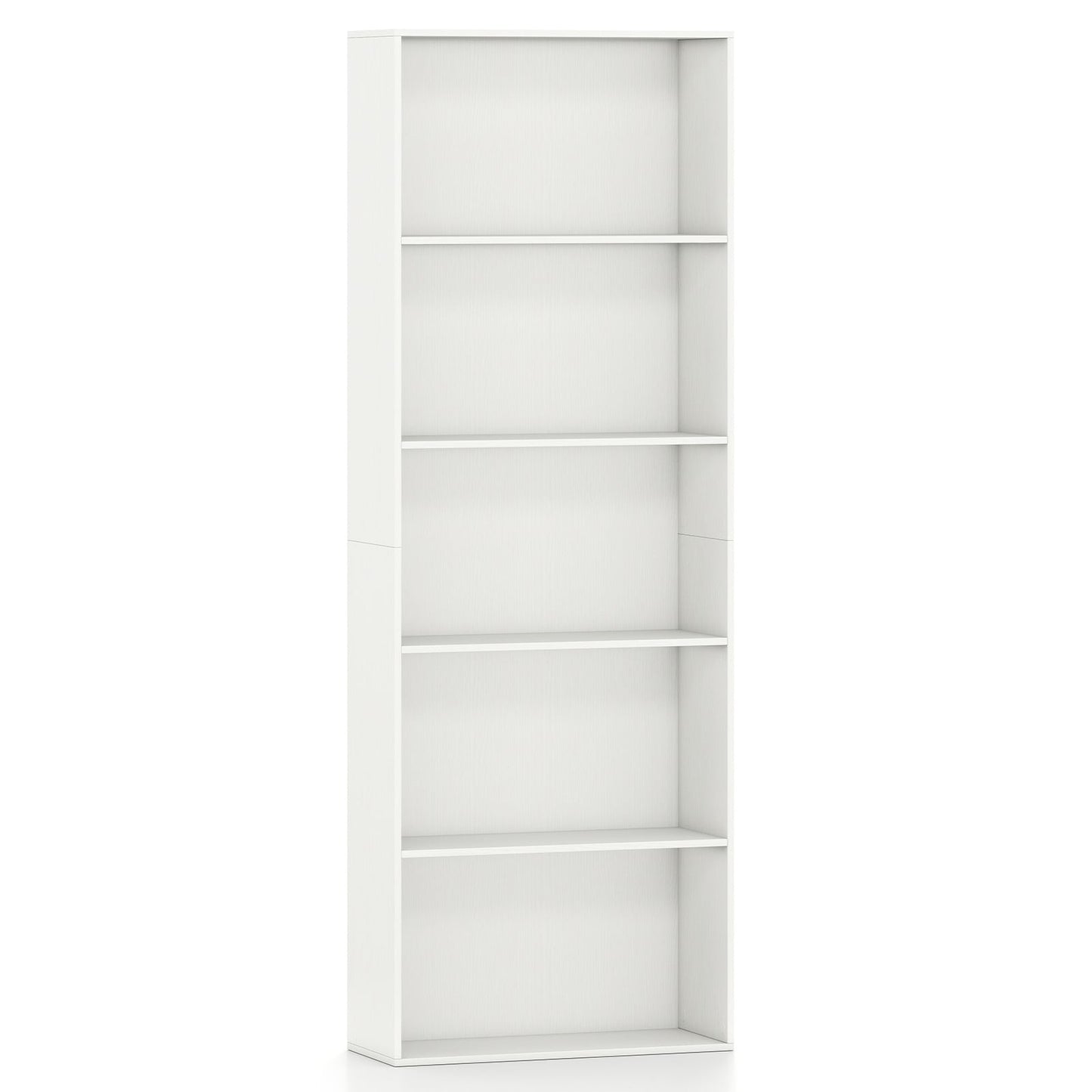 5-Tier Bookshelf with Freestanding Display Shelf and Storage Organizer for Living Room-White
