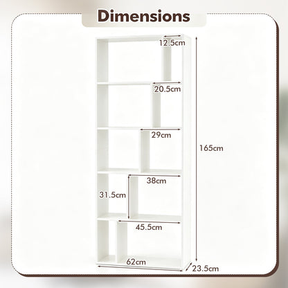 5-Tier Geometric Bookshelf with 10 Open Cubbies-White