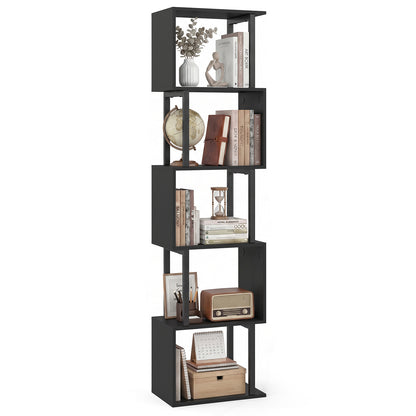5-Tier Modern Bookshelf with Metal Frame for Home Office-Black