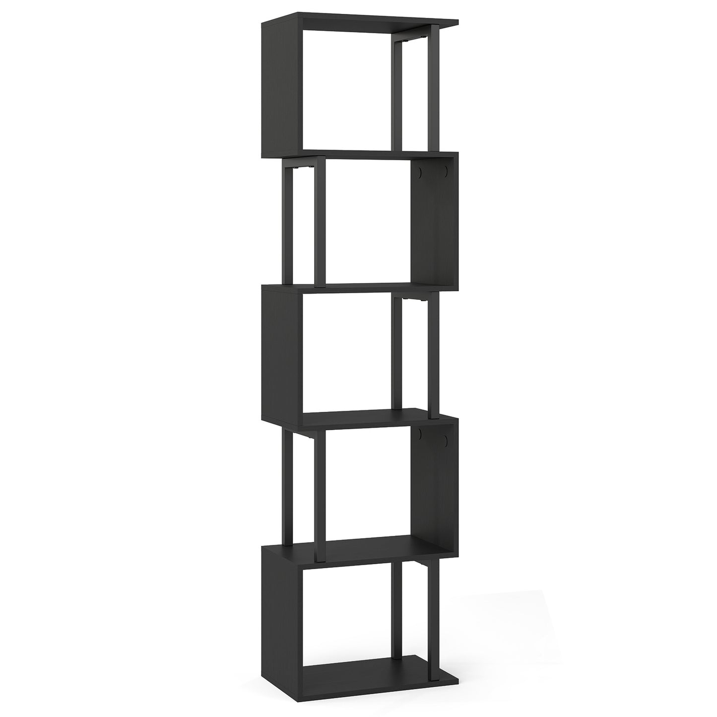 5-Tier Modern Bookshelf with Metal Frame for Home Office-Black