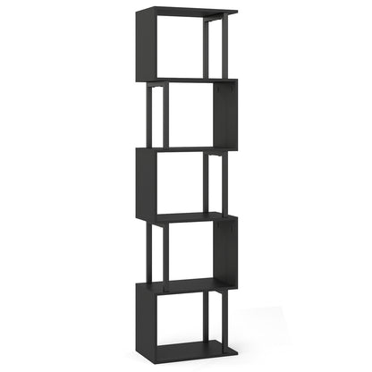 5-Tier Modern Bookshelf with Metal Frame for Home Office-Black