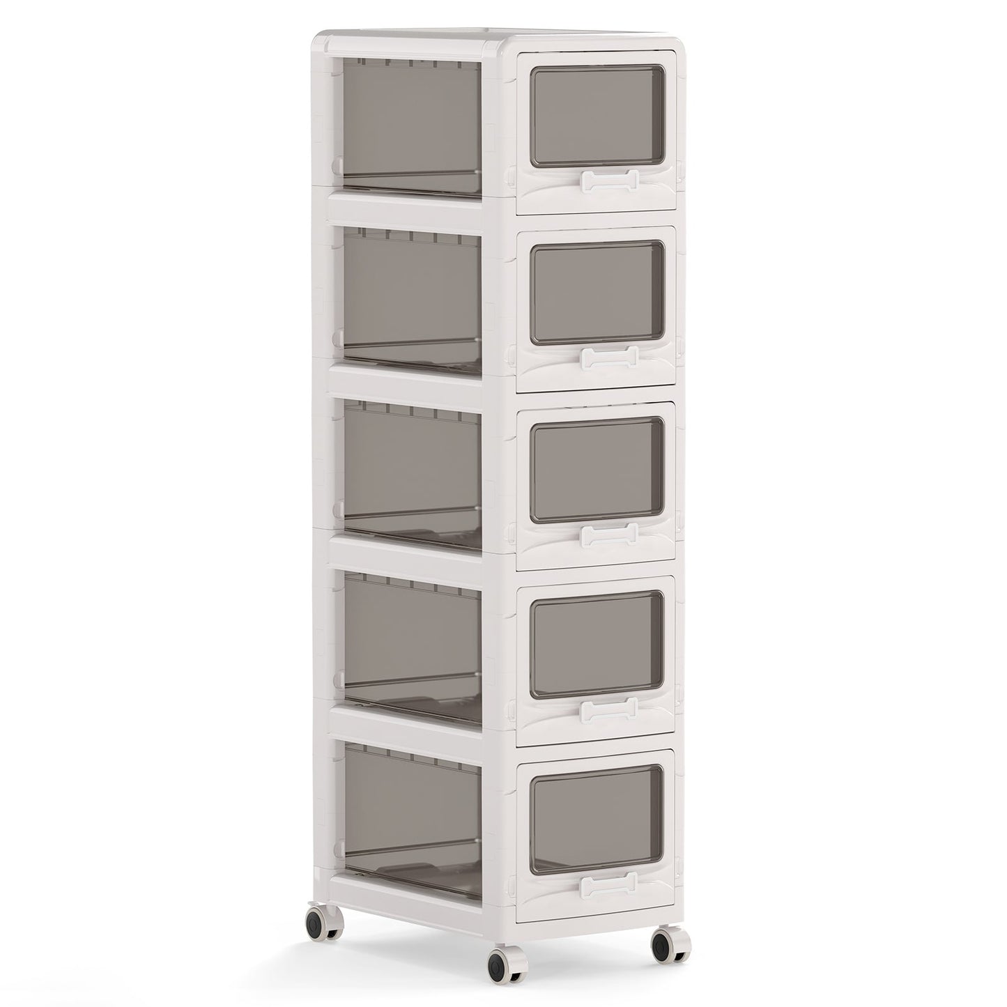 5-Tier Plastic Drawer Storage Organizer Rolling Cart with 5 Drawers