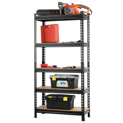 5-Tier Storage Rack with Adjustable Boards-Black