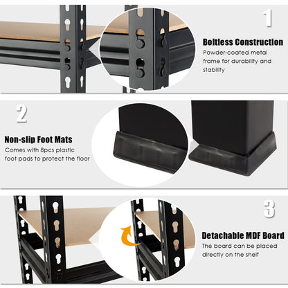 5-Tier Storage Rack with Adjustable Boards-Black