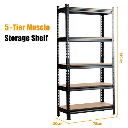 5-Tier Storage Rack with Adjustable Boards-Black