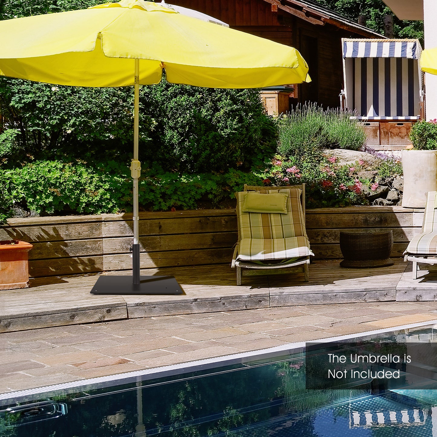 50 CM Patio Umbrella Base with 4 Adjustable Footpads for Patio Poolside-Black