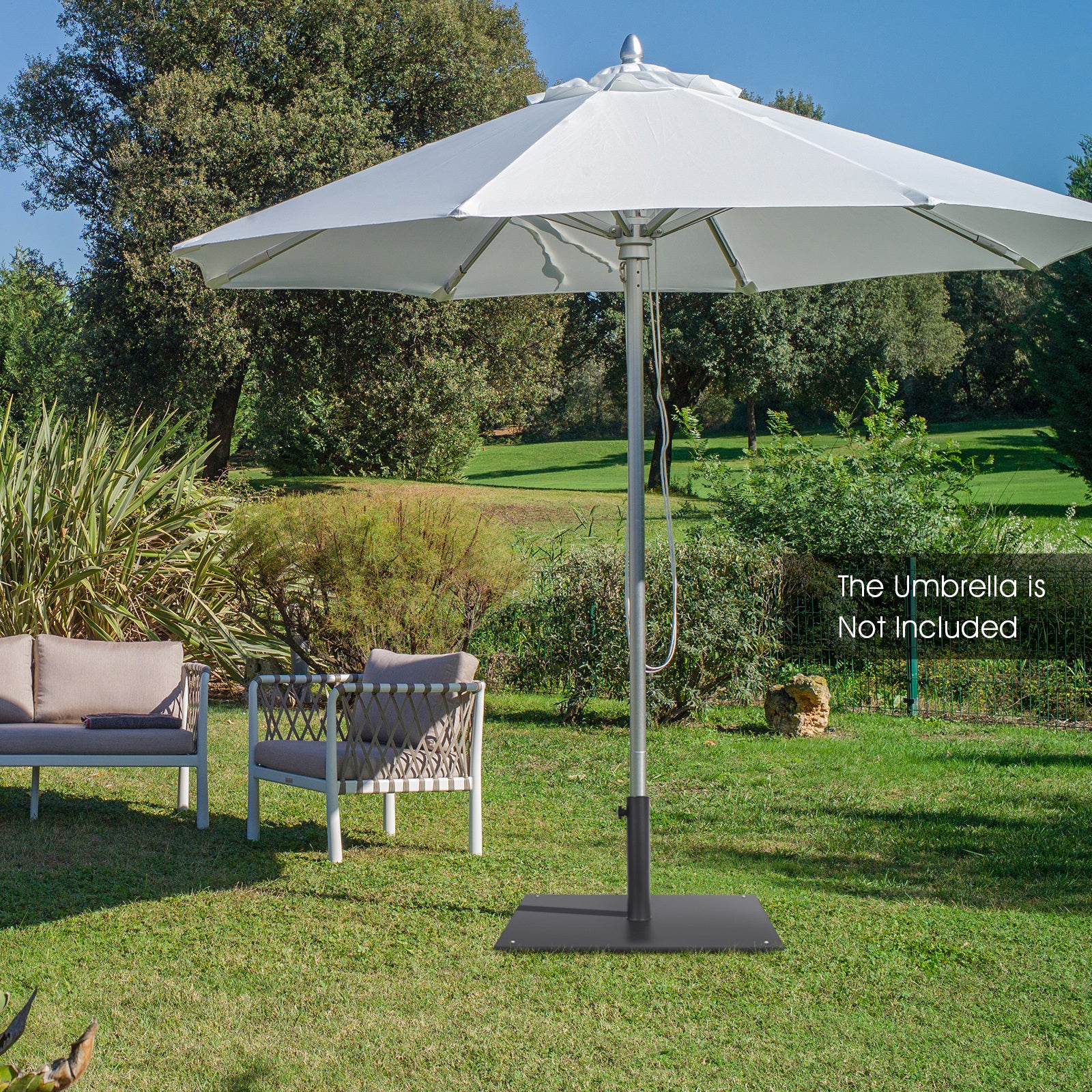 50 CM Patio Umbrella Base with 4 Adjustable Footpads for Patio Poolside-Black