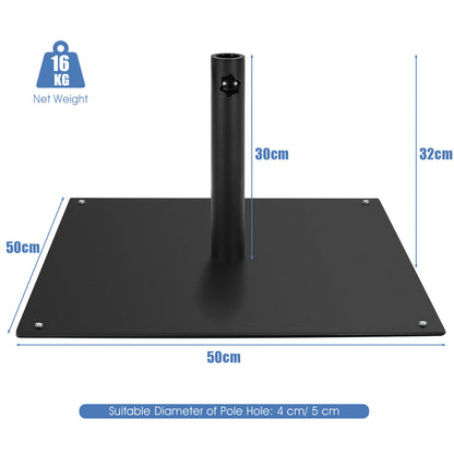 50 CM Patio Umbrella Base with 4 Adjustable Footpads for Patio Poolside-Black