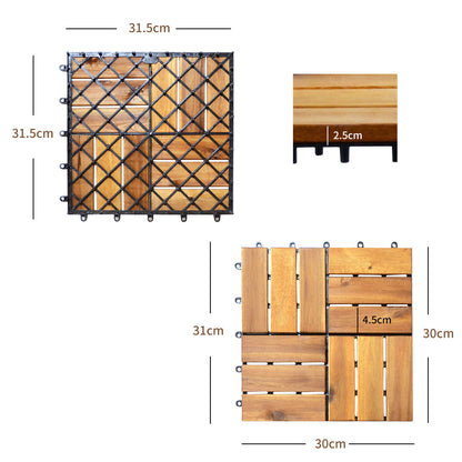 54 Pieces Acacia Wood Interlocking Patio Deck Tile with No-Tool Install