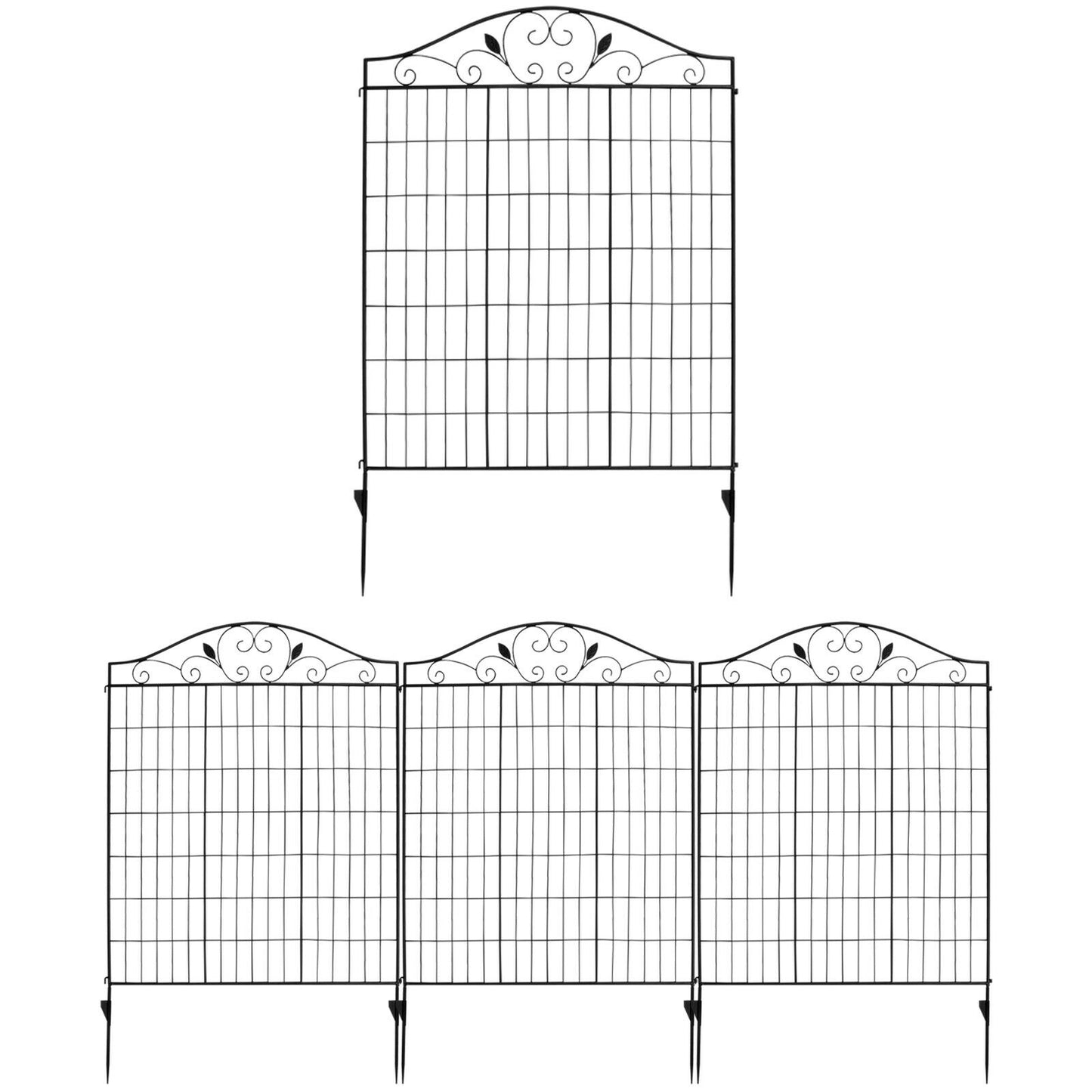 4 Panels Folding Iron Decorative Garden Fence Interlockable