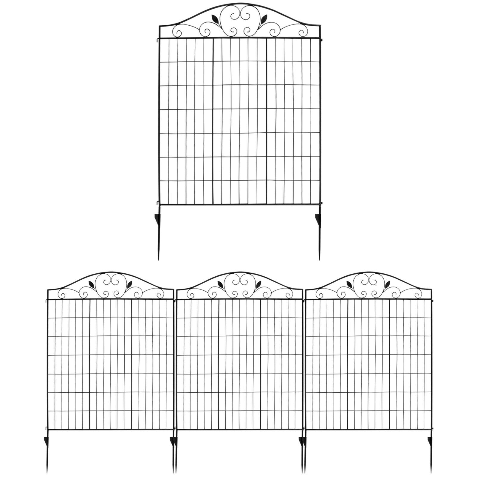 4 Panels Folding Iron Decorative Garden Fence Interlockable
