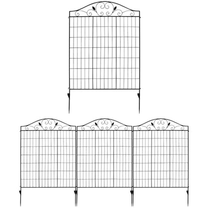 4 Panels Folding Iron Decorative Garden Fence Interlockable