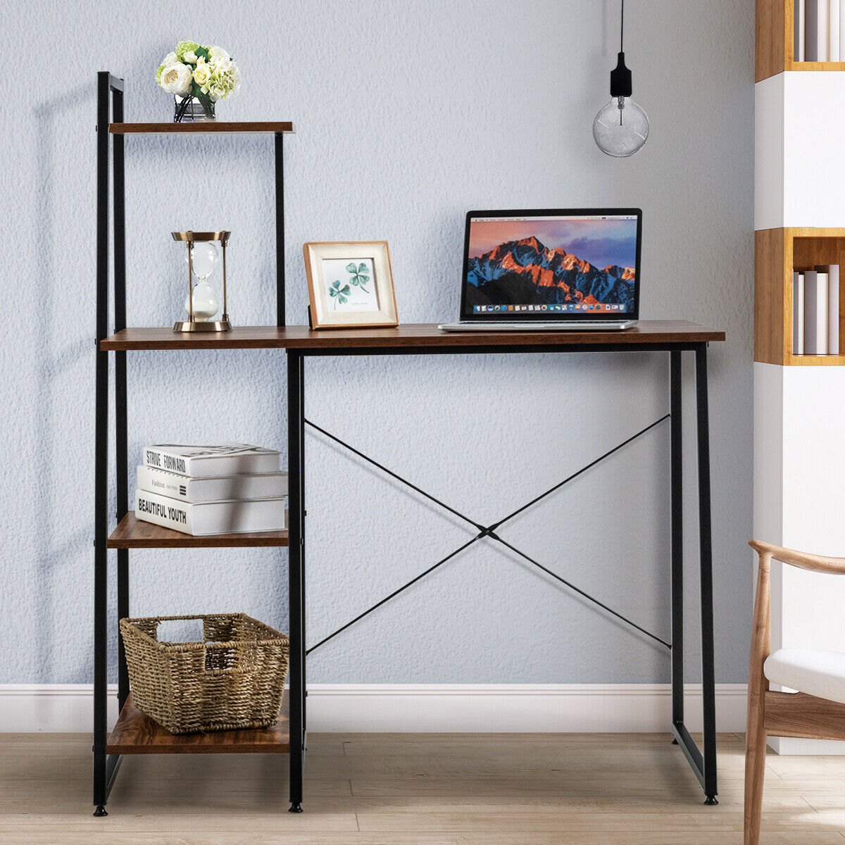 Computer Desk Adjustable Ergonomic Workstation-Coffee