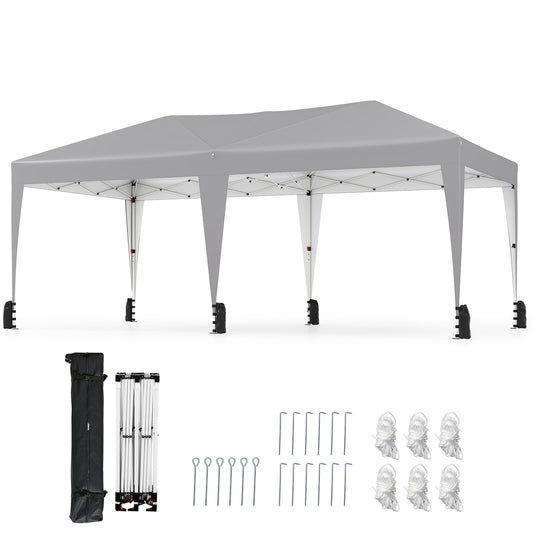 590 x 300 CM Outdoor Pop up Canopy Tent with Wheeled Bag-Grey
