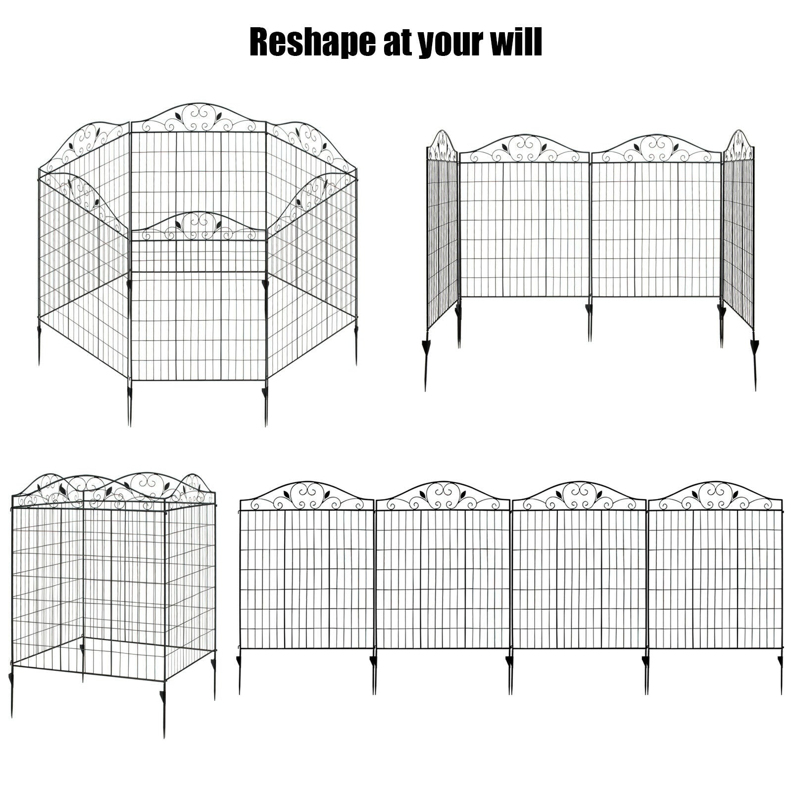 4 Panels Folding Iron Decorative Garden Fence Interlockable