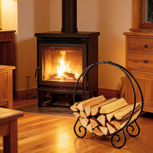 59 cm Firewood Rack Collapsible Log Hoop for Indoor Outdoor