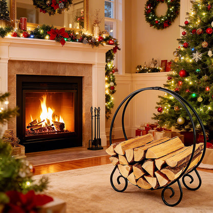 59 cm Firewood Rack Collapsible Log Hoop for Indoor Outdoor