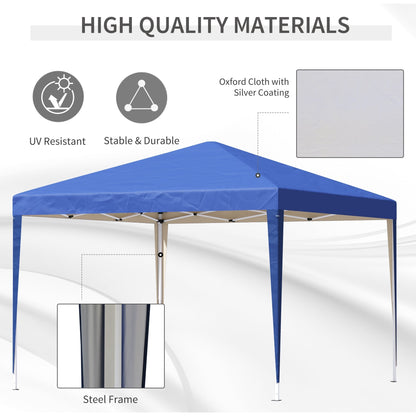 Outsunny 3 x 3M Garden Pop Up Gazebo Height Adjustable Marquee Party Tent Wedding Canopy with Carrying Bag, Blue
