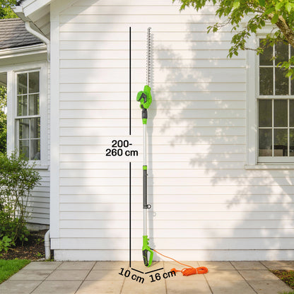 Outsunny 2.6m Corded Extendable Hedge Trimmer with 90Â° Adjustable Head, 450W Telescopic Electric Hedge Cutter Long Reach
