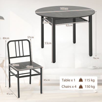 5 Piece Dining Table Set with Storage Rack for Dining Room