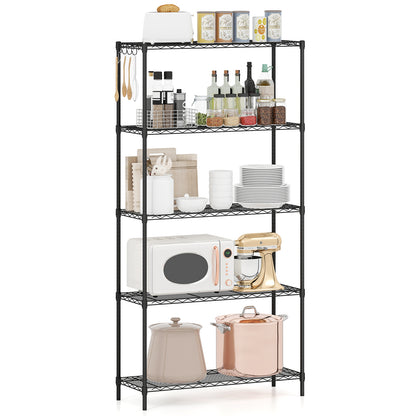 3/4/5/6-Tier Wire Shelving Unit Adjustable Metal Storage Shelves with V-shaped Shelving Rack-5-Tier-M