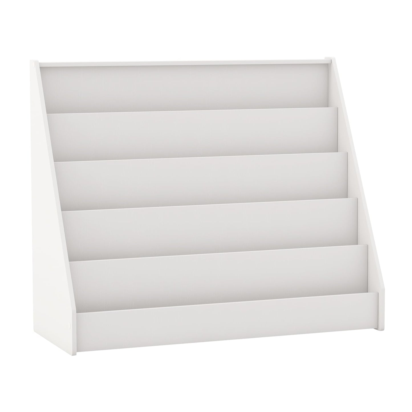 5-Tier Wooden Toddler Book Shelf Stand with Deep Compartments-White