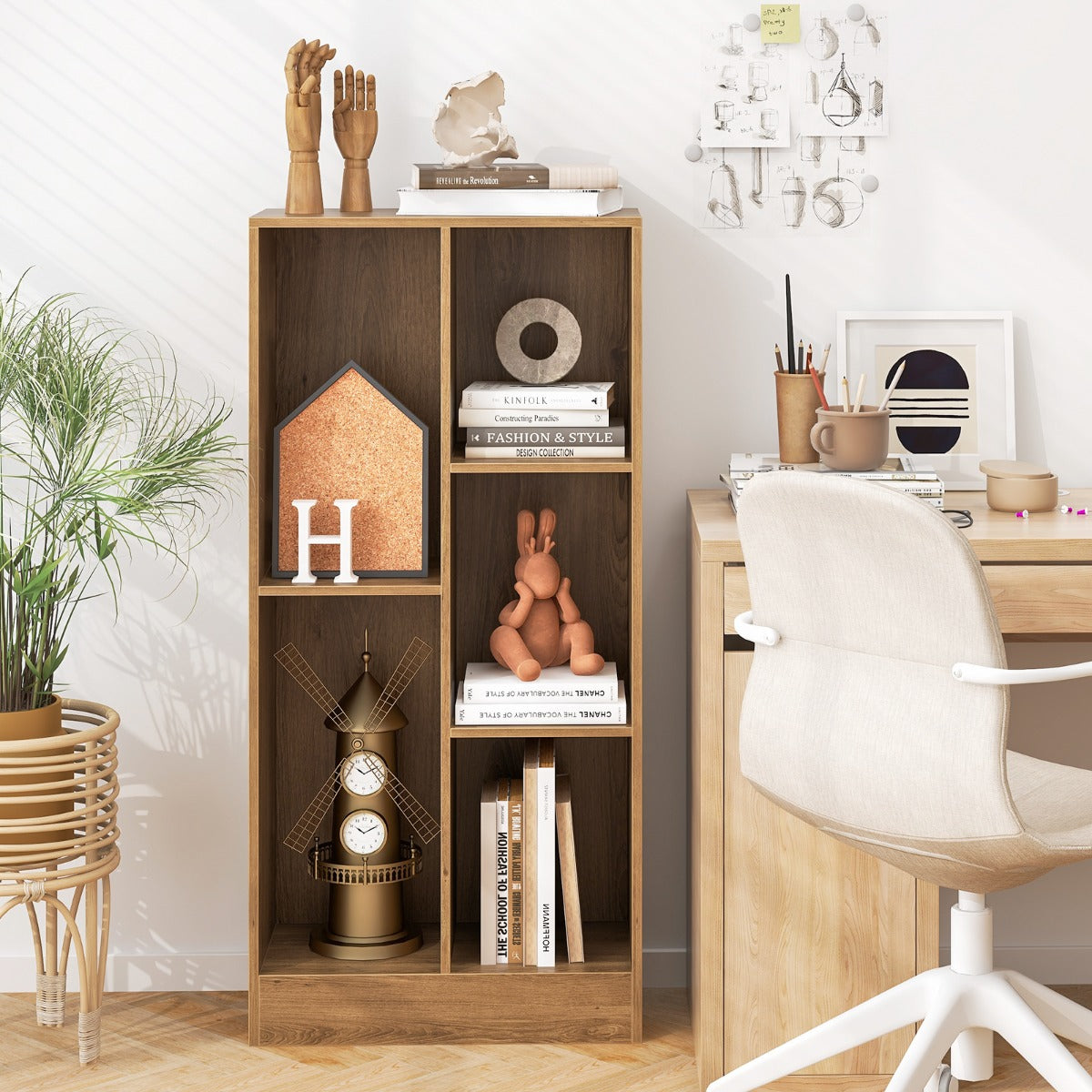 5 Cube Bookcase for Kids-Natural