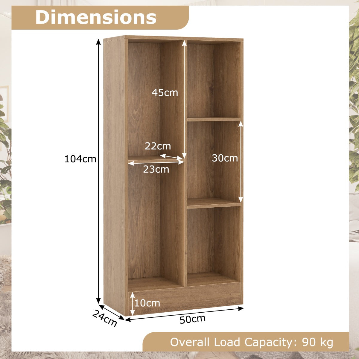 5 Cube Bookcase for Kids-Natural