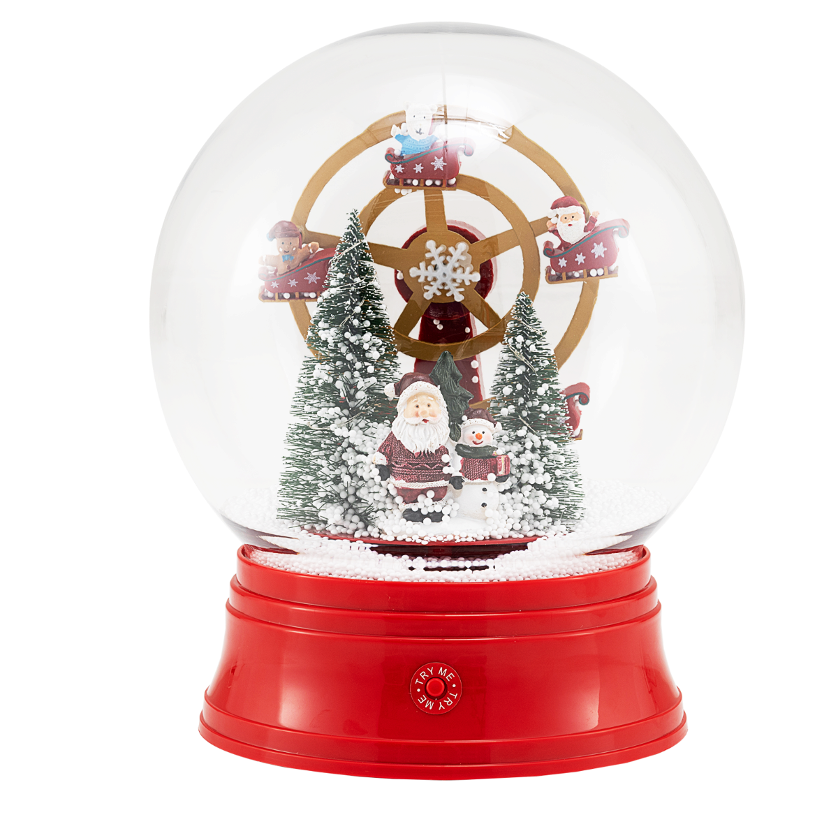 5 Ft Musical Christmas Street Lamp Snow Globe Lantern on Stand-Red