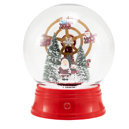 5 Ft Musical Christmas Street Lamp Snow Globe Lantern on Stand-Red