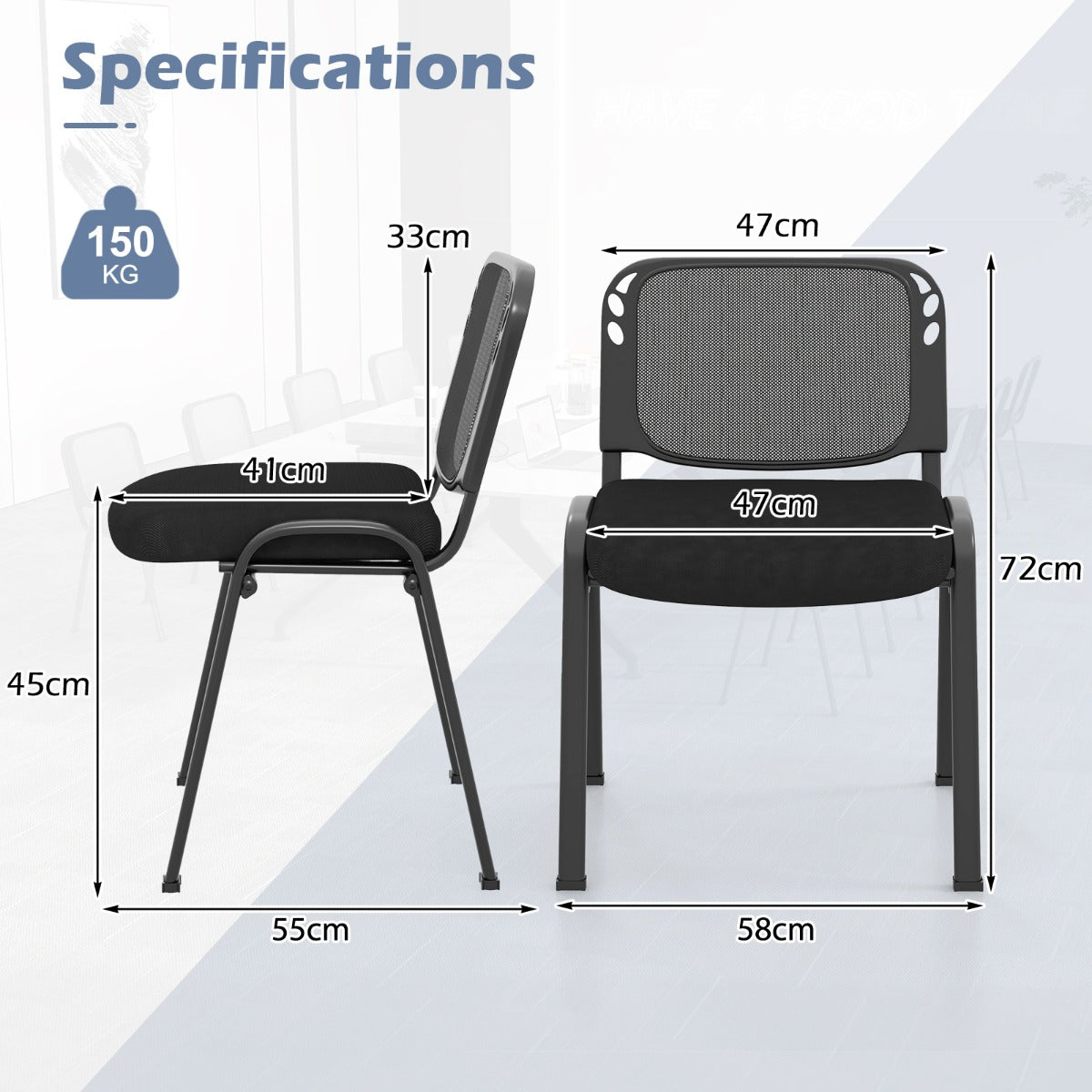 5 Piece Modern Stackable Upholstered Armless Conference Reception Chair