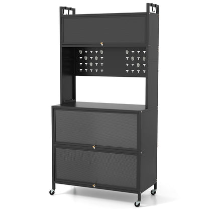 5 Tier Kitchen Bakers Rack Multifunctional Microwave Stand-Black