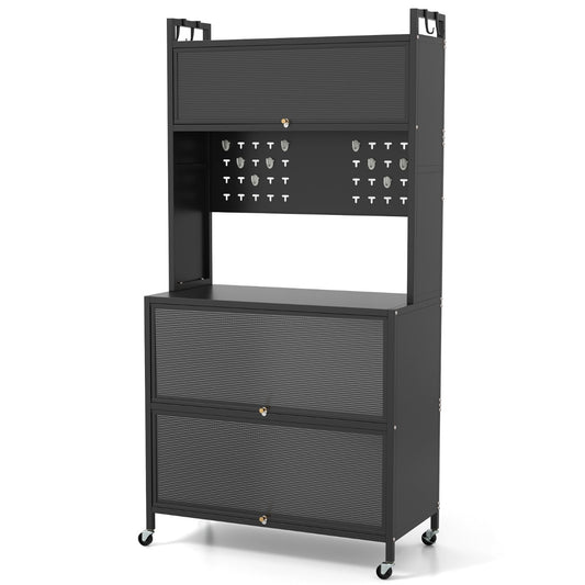 5 Tier Kitchen Bakers Rack Multifunctional Microwave Stand-Black