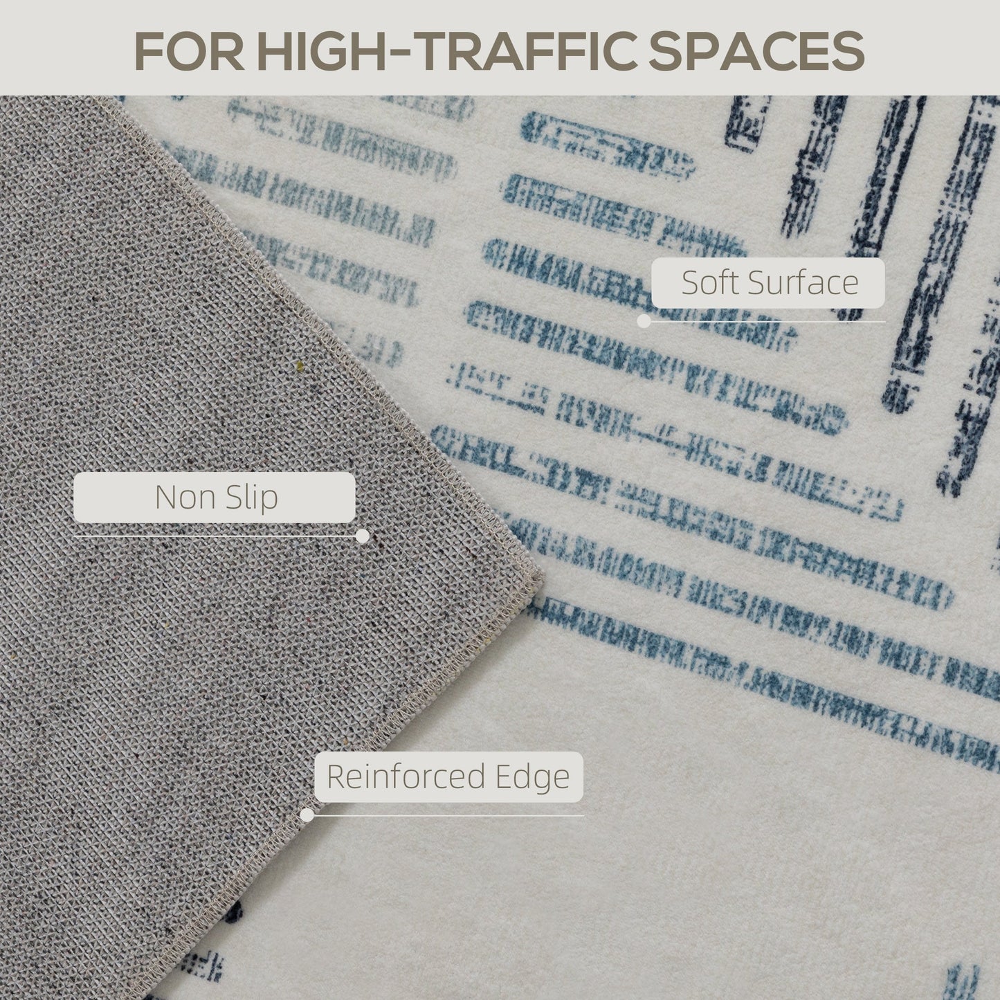 HOMCOM Modern Area Rug, Geometric Pattern Non-Slip Washable Rug, Soft Floor Carpet for Living Room, Bedroom, Dining Room, Home Office, 290 x 200 cm, Multi-Coloured