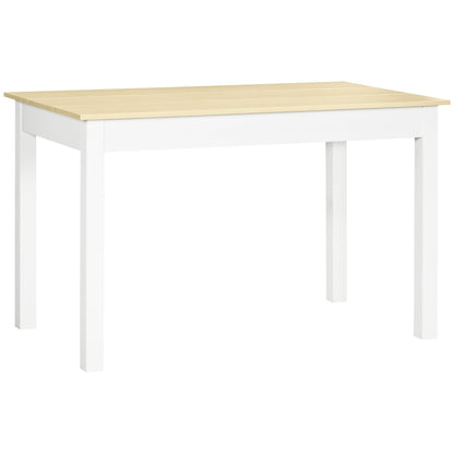 HOMCOM Dining Table for 4 to 6, Modern Kitchen Table with Wood Effect Tabletop, Thick Legs, 120L x 70W x 75Hcm, for Dining Room, Kitchen, Living Room, Oak