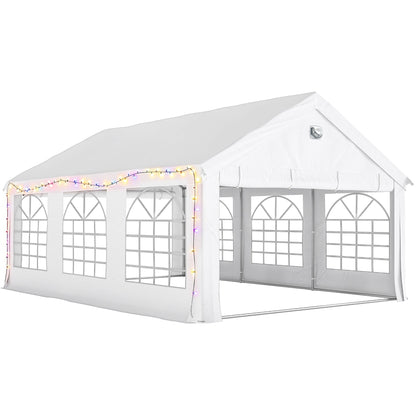 Outsunny 6 x 4 m Party Tent, Heavy Duty Gazebo Canopy with Windows, Outdoor Party Wedding Tent with 4 Removable Sidewalls