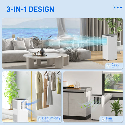 HOMCOM 9,000 BTU App-Controlled Mobile Air Conditioner, 20mÂ² Radius - White