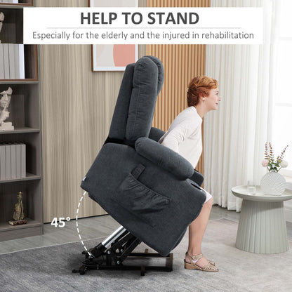 HOMCOM Electric Riser Recliner Armchair√Ø¬º≈í Oversized Chair with Cup Holder & Side Pockets for Elderly in Living Room, Charcoal Grey