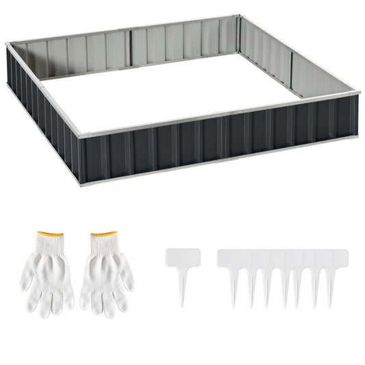 Outsunny 645L Metal Raised Garden Bed, DIY Large Steel Planter Box, No Bottom w/ A Pairs of Glove for Backyard, Patio to Grow Vegetables, Herbs, and Flowers, 258cmx90cm